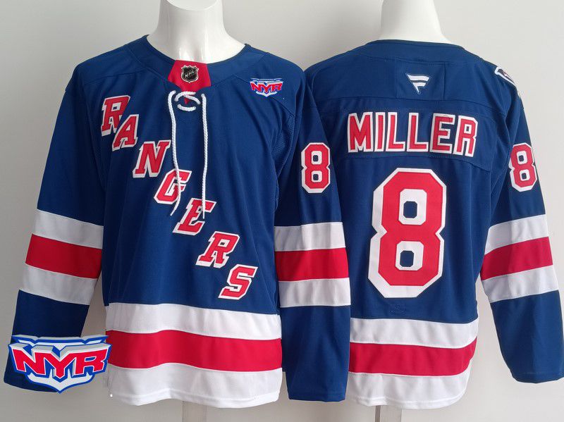 Men New York Rangers #8 Miller Blue 2025 Fanatics Home Premium NHL Jersey style 4->new york rangers->NHL Jersey